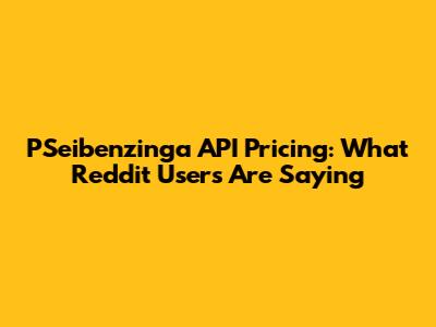 PSeibenzinga API Pricing: What Reddit Users Are Saying