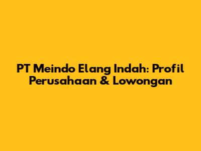 PT Meindo Elang Indah: Profil Perusahaan & Lowongan