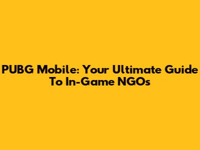 PUBG Mobile: Your Ultimate Guide To In-Game NGOs