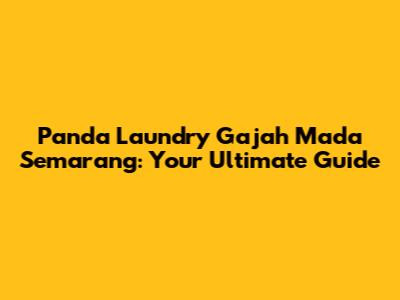Panda Laundry Gajah Mada Semarang: Your Ultimate Guide