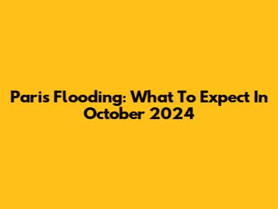 Paris Flooding: What To Expect In October 2024
