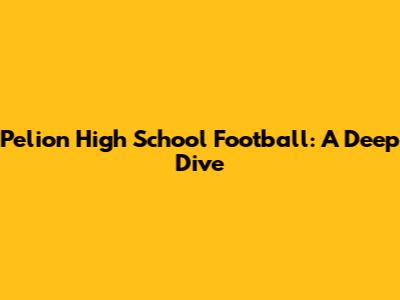 Pelion High School Football: A Deep Dive