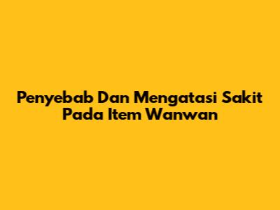 Penyebab Dan Mengatasi Sakit Pada Item Wanwan