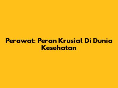 Perawat: Peran Krusial Di Dunia Kesehatan