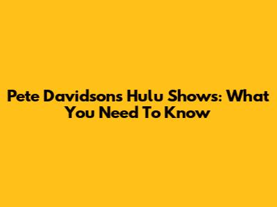 Pete Davidson's Hulu Shows: What You Need To Know