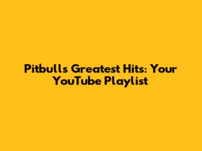 Pitbull's Greatest Hits: Your YouTube Playlist