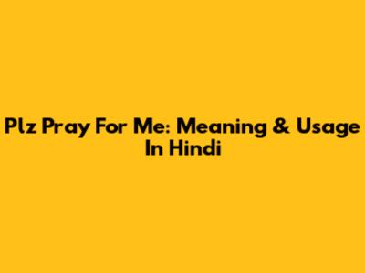 Plz Pray For Me: Meaning & Usage In Hindi