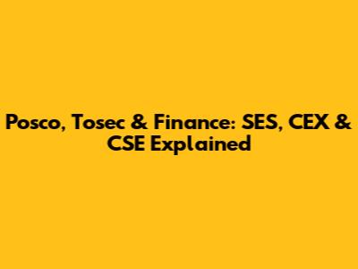 Posco, Tosec & Finance: SES, CEX & CSE Explained