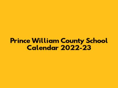 Prince William County School Calendar 2022-23