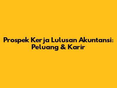 Prospek Kerja Lulusan Akuntansi: Peluang & Karir