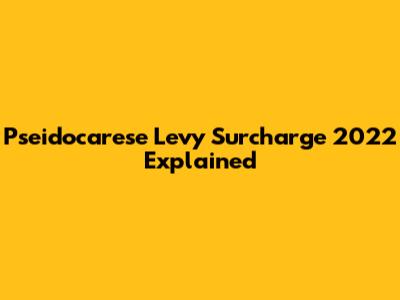 Pseidocarese Levy Surcharge 2022 Explained