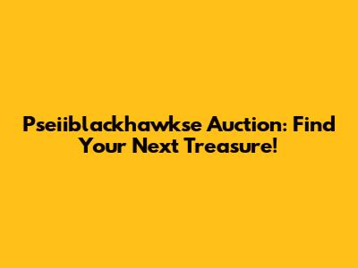 Pseiiblackhawkse Auction: Find Your Next Treasure!