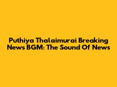 Puthiya Thalaimurai Breaking News BGM: The Sound Of News