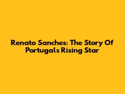 Renato Sanches: The Story Of Portugal's Rising Star