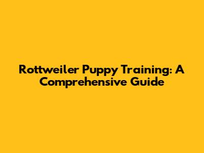 Rottweiler Puppy Training: A Comprehensive Guide