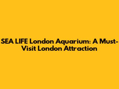 SEA LIFE London Aquarium: A Must-Visit London Attraction