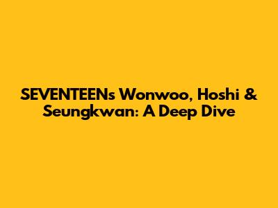 SEVENTEEN's Wonwoo, Hoshi & Seungkwan: A Deep Dive
