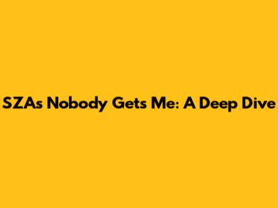 SZA's 'Nobody Gets Me': A Deep Dive