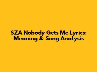 SZA Nobody Gets Me Lyrics: Meaning & Song Analysis