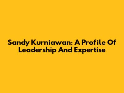 Sandy Kurniawan: A Profile Of Leadership And Expertise