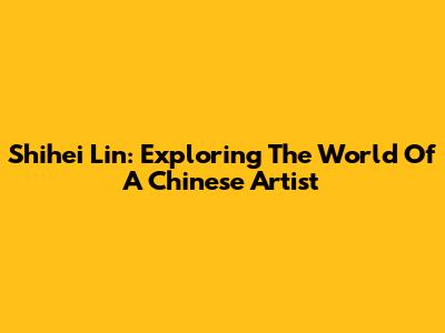 Shihei Lin: Exploring The World Of A Chinese Artist