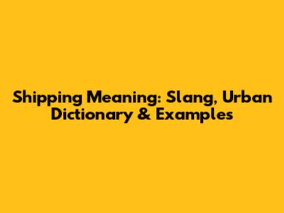 Shipping Meaning: Slang, Urban Dictionary & Examples