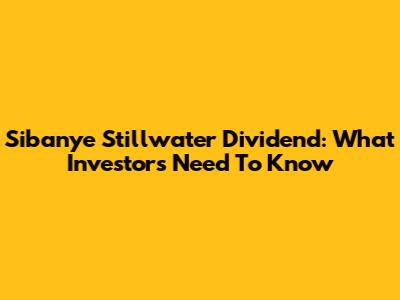 Sibanye Stillwater Dividend: What Investors Need To Know