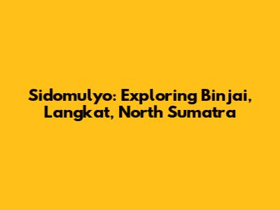Sidomulyo: Exploring Binjai, Langkat, North Sumatra