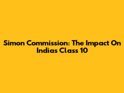 Simon Commission: The Impact On India's Class 10