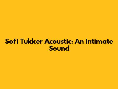 Sofi Tukker Acoustic: An Intimate Sound