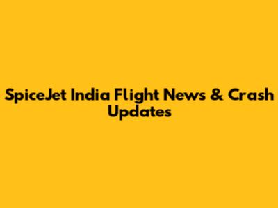 SpiceJet India Flight News & Crash Updates