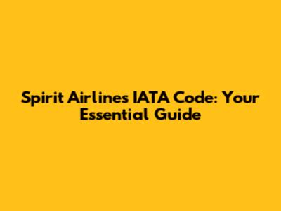 Spirit Airlines IATA Code: Your Essential Guide