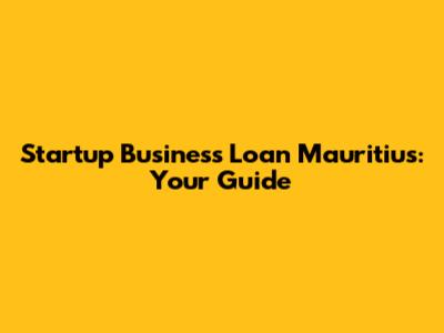 Startup Business Loan Mauritius: Your Guide