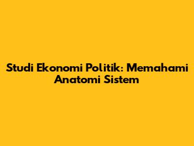 Studi Ekonomi Politik: Memahami Anatomi Sistem