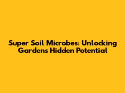 Super Soil Microbes: Unlocking Garden's Hidden Potential