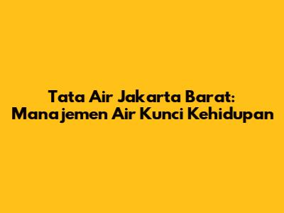 Tata Air Jakarta Barat: Manajemen Air Kunci Kehidupan