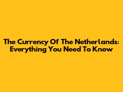 The Currency Of The Netherlands: Everything You Need To Know