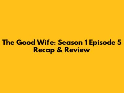 The Good Wife: Season 1 Episode 5 Recap & Review
