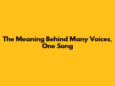 The Meaning Behind "Many Voices, One Song"