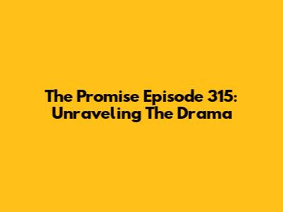 The Promise Episode 315: Unraveling The Drama