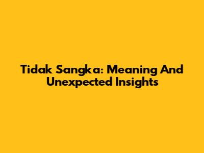 Tidak Sangka: Meaning And Unexpected Insights