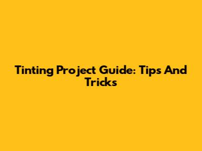 Tinting Project Guide: Tips And Tricks