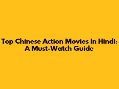 Top Chinese Action Movies In Hindi: A Must-Watch Guide