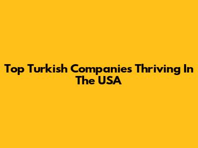 Top Turkish Companies Thriving In The USA