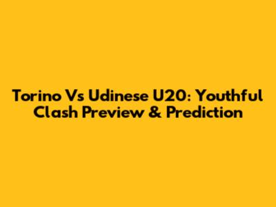 Torino Vs Udinese U20: Youthful Clash Preview & Prediction