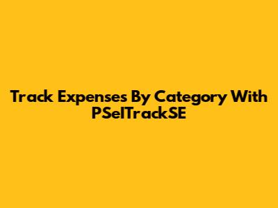 Track Expenses By Category With PSeITrackSE