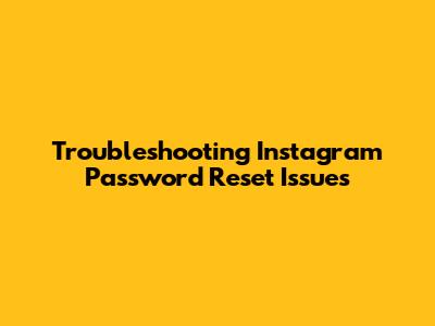 Troubleshooting Instagram Password Reset Issues