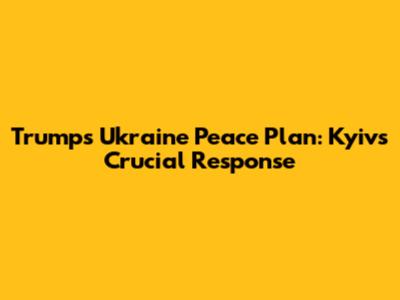 Trump's Ukraine Peace Plan: Kyiv's Crucial Response