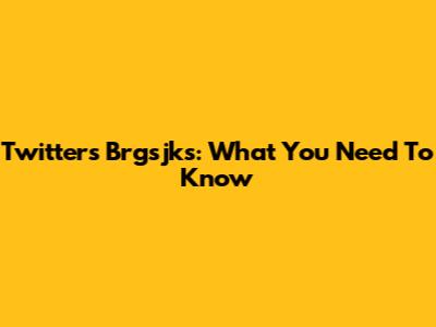 Twitter's Brgsjks: What You Need To Know