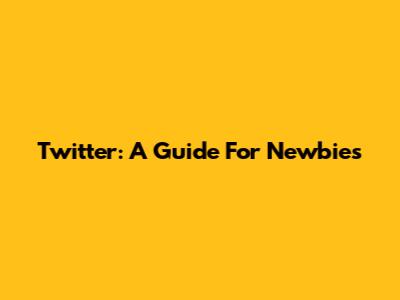 Twitter: A Guide For Newbies